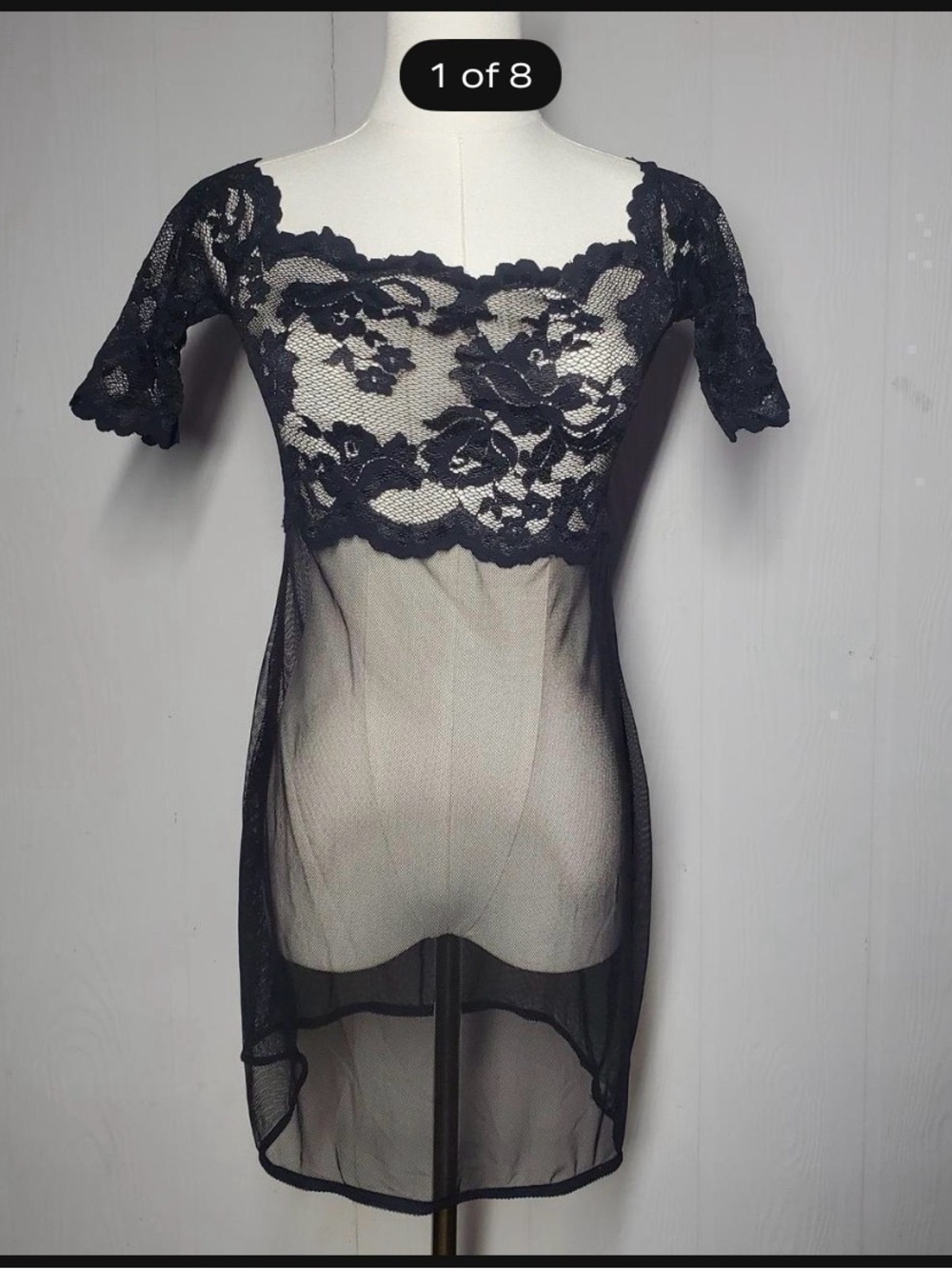 Victoria's Secret Black Floral Lace Sheer Chemise